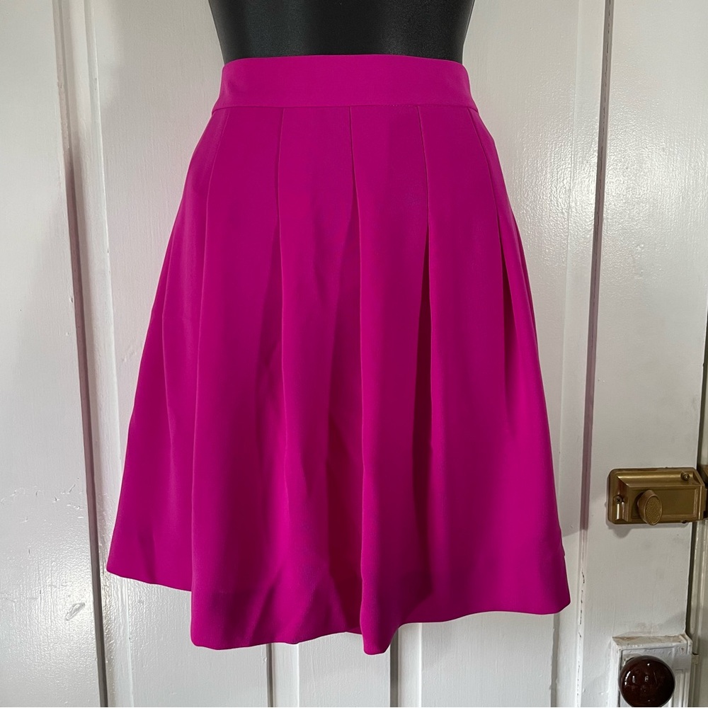 J CREW Bright Pink Polyester Pleated Skirt